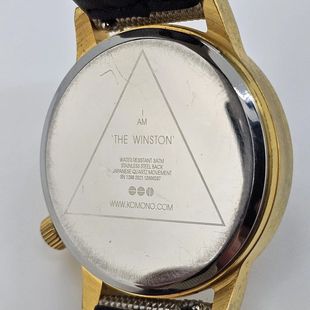 Komono Winston Men's Watch 42MM Brown Dial NEW Tan Nylon Bands NEW Battery‎